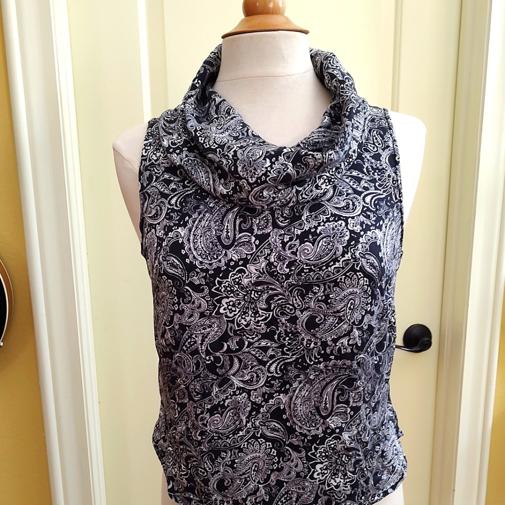 Anna and Frank Black & White Blouse Vintage 100% Silk  Women's Classic